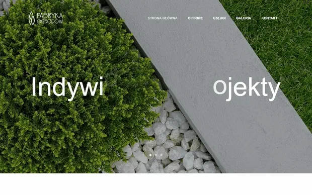 Podgląd strony Fabryka Ogrodów — animowany scroll