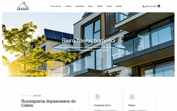 Podgląd strony Nieruchomości Leżajsk — animowany scroll