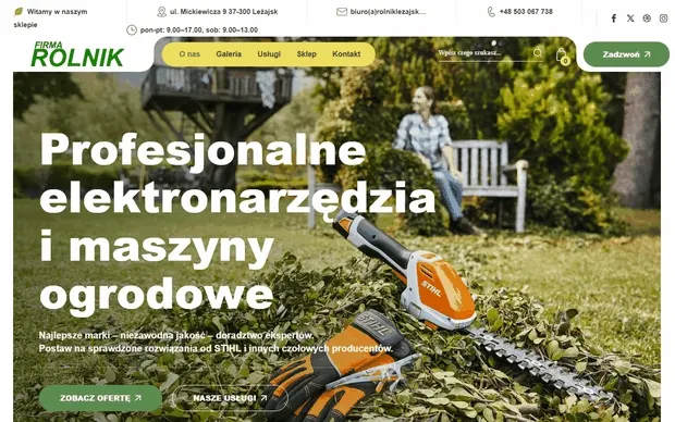 Podgląd strony Rolnik Leżajsk — animowany scroll